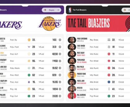 lakers vs portland trail blazers match player stats