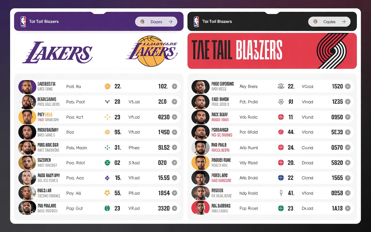 lakers vs portland trail blazers match player stats